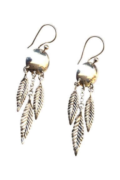 ARETES RELISE HOJITAS COLGANTES PLATA LEY 950