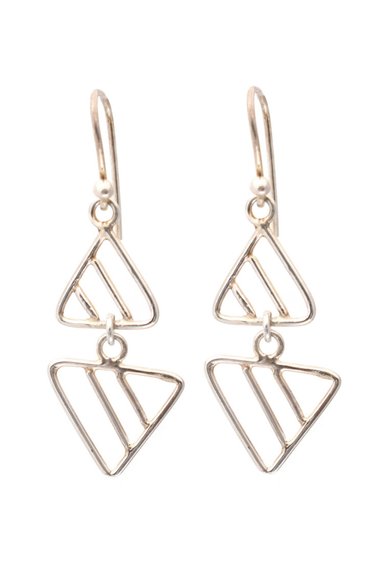 ARETES PLATA 950 GEOMETRICO TRIANGULO DIAGONAL