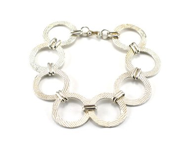 PULSERA RELISE PLATA LEY 950 PLANA AROS MARTILLADOS EVY 2