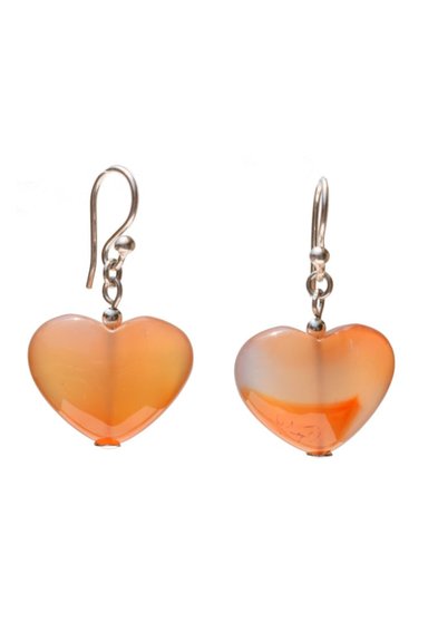ARETES RELISE PLATA 950 PIEDRA NATURAL AGATA CORNALINA CORAZON CARAMELO Y ACCESORIOS