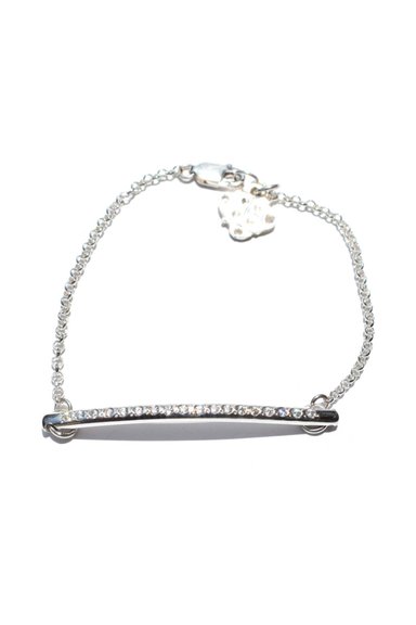 PULSERA RELISE PLATA LEY 950 ZIRCONES TRANSPARENTE SOBRE FINO TUBO TINA