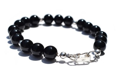 PULSERA RELISE PLATA ONIX NRO. 8 Y BOLITAS NRO. 4 CON BROCHE