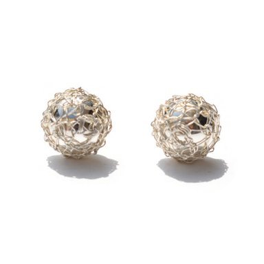 ARETES RELISE ARETE TEJIDO PLATA A CROCHET CON HILO LEY 999 - 2