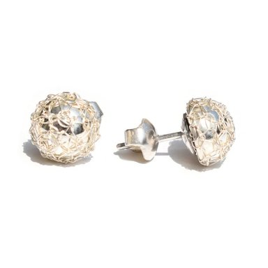 ARETES RELISE ARETE TEJIDO PLATA A CROCHET CON HILO LEY 999