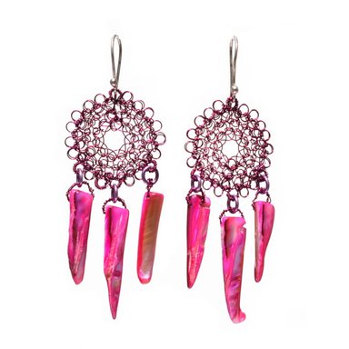 ARETES RELISE ARETE TEJIDO COBRE Y NACAR