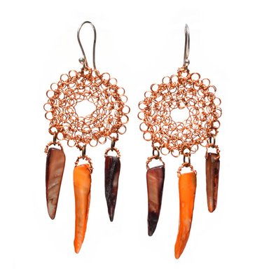 ARETES RELISE ARETE TEJIDO COBRE Y NACAR