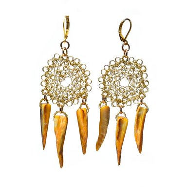 ARETE RELISE COBRE Y NACAR TEJIDO