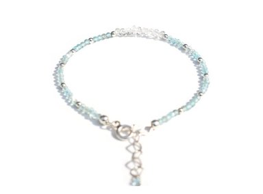 PULSERA RELISE HERKIMER Y APATITO CELESTE CUARZO DIAMANTE - 3