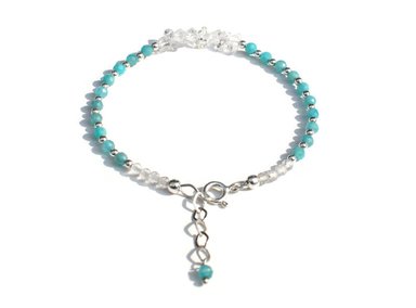 PULSERA RELISE HERKIMER Y AMAZONITA CUARZO DIAMANTE
