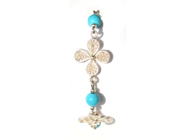 PULSERA RELISE FLOR FILIGRANA PLATA Y TURQUEZA - 3