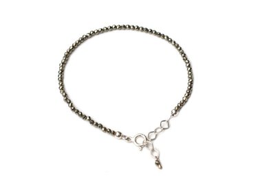 PULSERA RELISE PIRITA MINI PIEDRA NATURAL Y PLATA