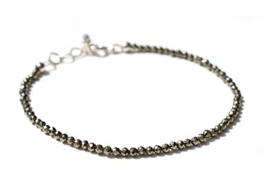 PULSERA RELISE PIRITA MINI PIEDRA NATURAL Y PLATA - 4