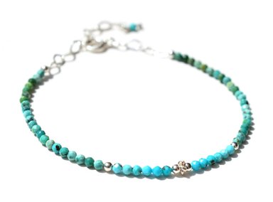 PULSERA TURQUESA MINI PIEDRA NATURAL Y PLATA