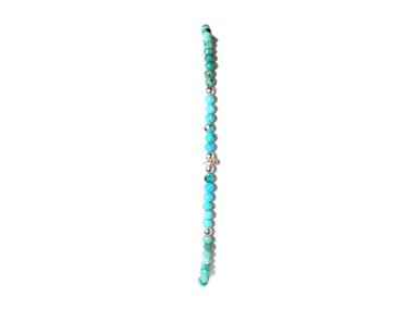 PULSERA TURQUESA MINI PIEDRA NATURAL Y PLATA - 2