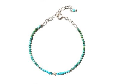 PULSERA TURQUESA MINI PIEDRA NATURAL Y PLATA - 3