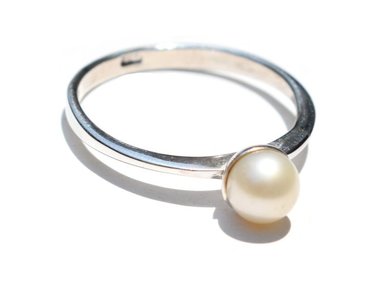 ANILLO RELISE PLATA 950 SOLITARIO PERLA RIO NRO. 9 - 2