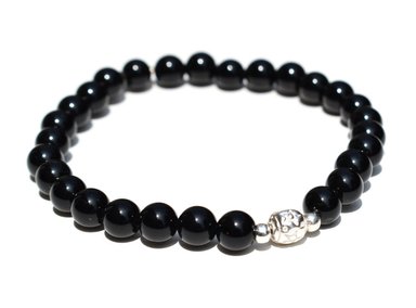 PULSERA RELISE PLATA ONIX ESTRELLA DAVID