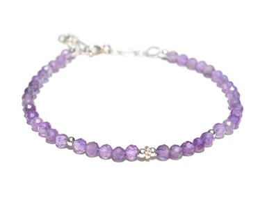 PULSERA AMATISTA MINI PIEDRA NATURAL Y PLATA - 2