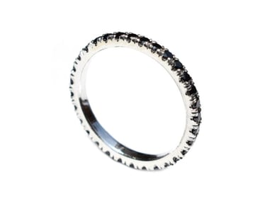ANILLO RELISE PLATA ILUSION SWAROSKI NEGRO ALREDEDOR TODO EL ARO NRO. 6.5 - 2