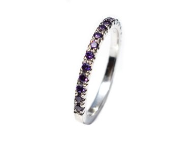 ANILLO RELISE PLATA ILUSION SWAROSKI MORADO NRO. 7.2