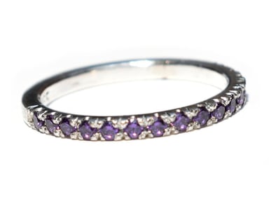 ANILLO RELISE PLATA ILUSION SWAROSKI MORADO NRO. 7.2 - 2