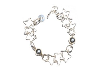 PULSERA RELISE PLATA ESTRELLAS