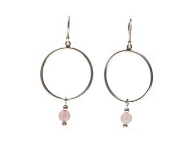 ARETE ARGOLLAS Y CUARZO ROSADO