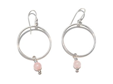 ARETE ARGOLLAS Y CUARZO ROSADO - 2