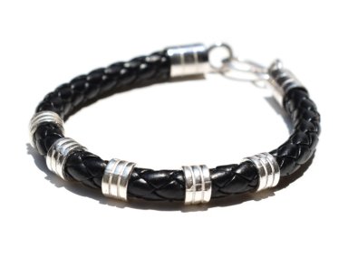 PULSERA CUERO Y PLATA