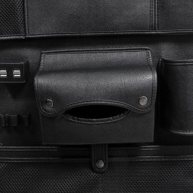 ORGANIZADOR IQHATU PARA TODO TIPO DE VEHICULOS PARA ASIENTO NEGRO 4 PUERTOS USB Y BANDEJA - 3