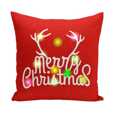 JUEGO DE 4 FUNDAS IQHATU MERRY CHRISTMAS LUMINOSAS NAVIDEÑAS 45 X 45 CM