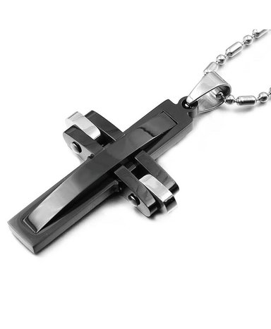 COLLAR CRUZ ATGO DE HOMBRE ACERO INOXIDABLE 316L PLATEADA