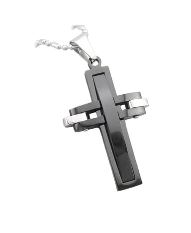 COLLAR CRUZ ATGO DE HOMBRE ACERO INOXIDABLE 316L NEGRA - 2