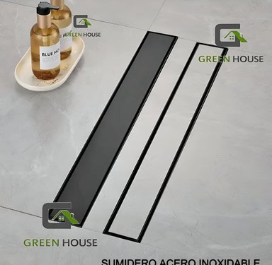 SUMIDERO REVERSIBLE ACERO SUS 304 DE 8X60CM NEGRO