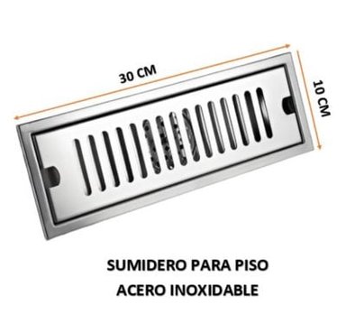 SUMIDERO DE ACERO INOXIDABLE SUS 304 RECTANGULAR 10 X 30 CM