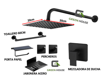 KIT MONOCOMANDO DE DUCHA CON SALIDA CUADRADA MAS TOALLERO - 6