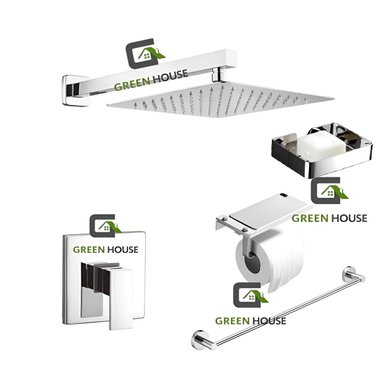 KIT MONOCOMANDO DE DUCHA 10 CON SALIDA CUADRADA MAS TOALLERO CROMADO