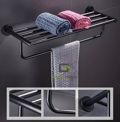 ELEGANTE TOALLERO NEGRO  ACERO MATE SUS 304