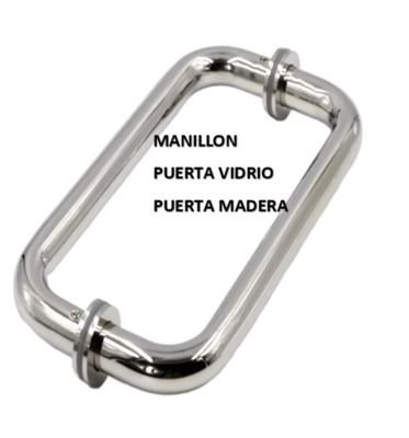MANILLON - JALADOR - TIRADOR  C ACERO SATINADO PUERTA VIDRIO (EJE 300)
