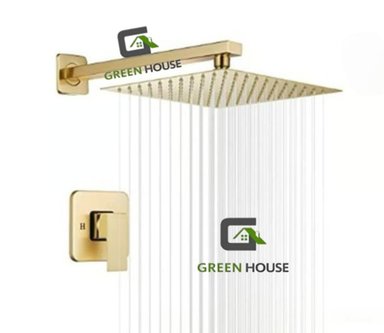 JUEGO DE  DUCHA  ACERO 10 PULGADAS + MEZCLADORA DE DUCHA  DORADO