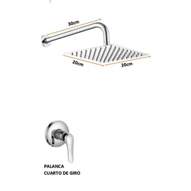KIT DE DUCHA 8 PULGADAS ACERO CROMADO CON LLAVE AGUA FRIA - 4