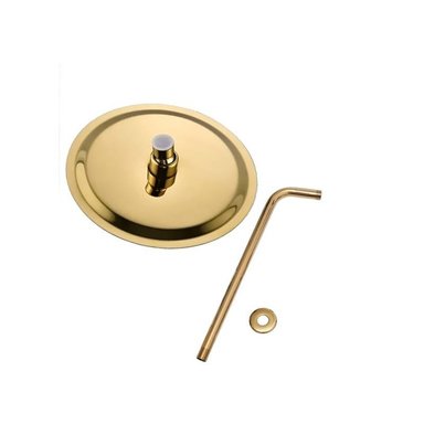 JUEGO DE DUCHA REDONDA ACERO 20CM + MEZCLADORA DE DUCHA DORADO - 2