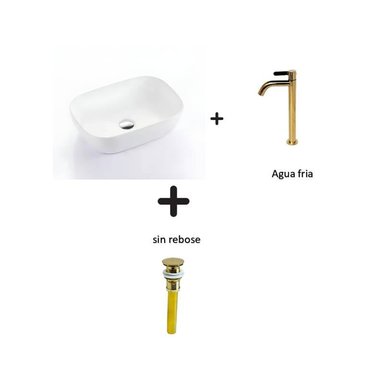 COMBO DE LAVATORIO RECTANGULAR MAS GRIFERIA  AGUA FRIA  Y DESAGUE