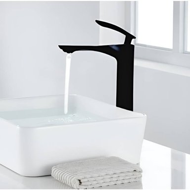 COMBO DE LAVATORIO RECTANGULAR MAS MONOCOMANDO COLOR NEGRO Y DESAGUE - 3