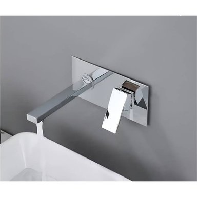 MEZCLADORA DE LAVATORIO CROMADO ELEGANTE A LA PARED - 4