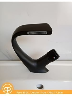 MEZCLADORA DE LAVATORIO NEGRO ELEGANTE BAJA CURVA
