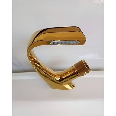 MEZCLADORA DE LAVATORIO DORADO ELEGANTE BAJA CURVA