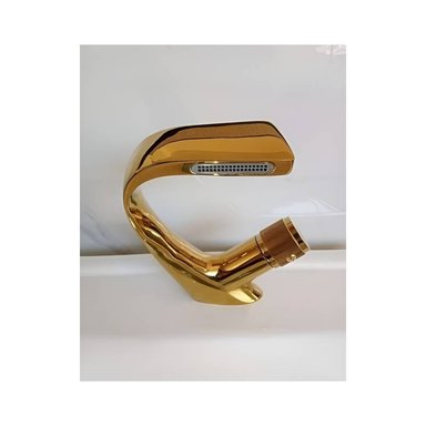 MEZCLADORA DE LAVATORIO DORADO ELEGANTE BAJA CURVA - 3