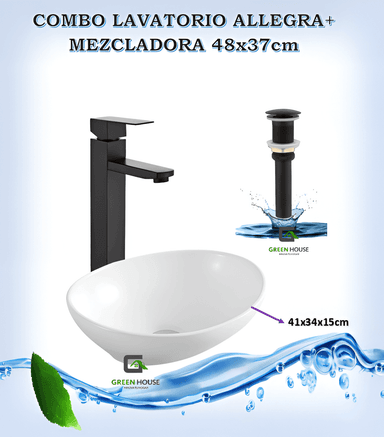 COMBO DE LAVATORIO MAS GRIFERIA COLOR NEGRO