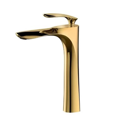 MEZCLADORA DE LAVATORIO DORADO ELEGANTE ALTA - 4